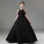 Bling Bling Black Beading Sequins Birthday Flower Girl Dresses 2024 Ball Gown Scoop Neck Sleeveless Backless Floor-Length / Long