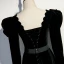 Elegante Schwarz Winter Wildleder Abendkleider 2023 A Linie Eckiger Ausschnitt Rückenfreies Strass Stoffgürtel Lange Ärmel Lange Abend Festliche Kleider