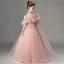 Chic / Beautiful Blushing Pink Beading Sequins Prom Flower Girl Dresses 2022 A-Line / Princess Scoop Neck Short Sleeve Floor-Length / Long Flower Girl Dresses