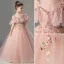 Chic / Beautiful Blushing Pink Beading Sequins Prom Flower Girl Dresses 2022 A-Line / Princess Scoop Neck Short Sleeve Floor-Length / Long Flower Girl Dresses