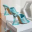 Summer Fashion Pool Blue Street Wear Rhinestone Womens Sandals 2022 9 cm Crystal Stiletto Heels Open / Peep Toe Sandals High Heels