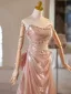 Mode Rougissant Rose Faux Diamant Noeud Robe De Bal 2024 Princesse Bustier Sans Manches Dos Nu Train De Balayage Promo Robe De Ceremonie