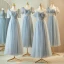 Chic / Belle Gris Perlage Faux Diamant Paillettes Robe Demoiselle D'honneur 2023 Princesse Encolure Carrée Manches Courtes Dos Nu Longue