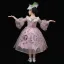 Vintage / Retro Medieval Blushing Pink Flower Girl Dresses 2024 3D Lace Printing Floral 1/2 Sleeves Scoop Neck Tea-length Cosplay Wedding Prom Ball Gown Wedding Party Dresses