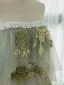Elegant Sage Green Rhinestone Lace Flower Prom Dresses 2023 A-Line / Princess Off-The-Shoulder Sleeveless Backless Floor-Length / Long Prom Formal Dresses