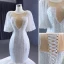 Luxury / Gorgeous White Handmade  Beading Pearl Cascading Ruffles Wedding Dresses 2023 Trumpet / Mermaid Scoop Neck Short Sleeve Floor-Length / Long Wedding