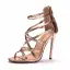 Sexy Champagne Evening Party Ankle Strap Womens Sandals 2023 11 cm Stiletto Heels Open / Peep Toe Sandals High Heels