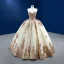 High End Glitzernden Champagner Pailletten Brautkleider / Hochzeitskleider 2022 Ballkleid Bandeau Kurze Ärmel Rückenfreies Lange Hochzeit