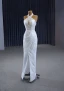 Luxury / Gorgeous White Handmade  Beading Pearl Sequins Wedding Dresses 2023 Ball Gown Halter Sleeveless Backless Floor-Length / Long Wedding