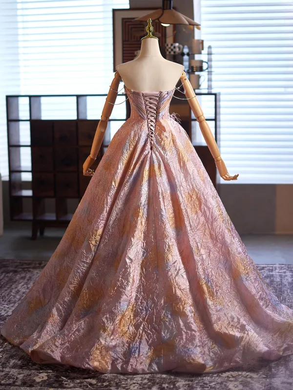 Fashion Blushing Pink Appliques Prom Dresses 2025 Ball Gown Strapless Sleeveless Backless Floor-Length / Long Formal Dresses