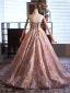 Fashion Blushing Pink Appliques Prom Dresses 2025 Ball Gown Strapless Sleeveless Backless Floor-Length / Long Formal Dresses