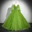 Classic Green Ball Gown Prom Dresses 2024 V-Neck 3/4 Sleeve Backless Floor-Length / Long Prom Formal Dresses
