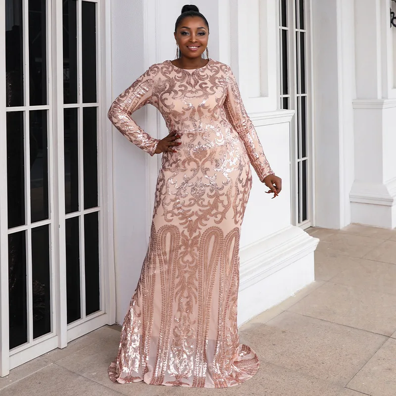 slim fit dress slacks Luxury Long Sleeves Pink Flowers Floor Length Mermaid Plus Size Prom Dresses main image 0