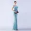 Charmant Bleu Marine Paillettes Fendue devant Robe De Soirée 2024 Trompette / Sirène Bretelles Spaghetti Gland Sans Manches Dos Nu Longue Soirée Robe De Ceremonie