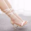 Sexy Champagne Evening Party Womens Sandals 2023 Satin Ankle Strap 10 cm Stiletto Heels Open / Peep Toe Sandals High Heels