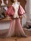 Fashion Candy Pink Gradient-Color Glitter Evening Party shawl 2025 Puffy Short Sleeve