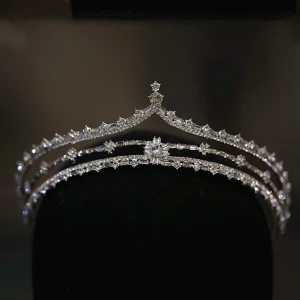 Simple Argenté Faux Diamant Alliage Zircon Tiare Accessoire Cheveux Mariage 2022 Mariage Tiare