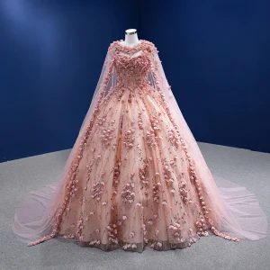 Encantador Rosa Clara Apliques Lentejuelas Vestidos De Gala Vestidos De Novia 2022 Con Capa Ball Gown Sin Tirantes Sin Mangas Sin Espalda Largos Vestidos Formales