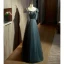 Chic / Beautiful Ink Blue Spotted Prom Dresses 2022 A-Line / Princess Off-The-Shoulder Short Sleeve Backless Sequins Bow Floor-Length / Long Formal Dresses