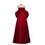 Classy Burgundy A-Line / Princess Prom Dresses 2024 Strapless Short Sleeve Backless Bow Floor-Length / Long Prom Formal Dresses