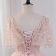 Charmant Rougissant Rose Perlage Noeud Paillettes Robe De Bal 2023 Robe Boule V-Cou Manches Courtes Dos Nu Longue Promo Robe De Ceremonie