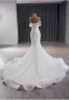 High End Sexy Weiß Perlenstickerei Perle Pailletten Brautkleider / Hochzeitskleider 2024 Ballkleid Bandeau Ärmellos Rückenfreies Kapelle-Schleppe Hochzeit