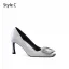 Elegante Grau Ball Strass Satin Pumps 2025 7 cm Stilettos Quadratische Zehe Pumps Hochhackige