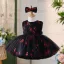Chic / Beautiful Black Red Sequins Birthday Flower Girl Dresses 2024 Ball Gown Scoop Neck Sleeveless Short Bow