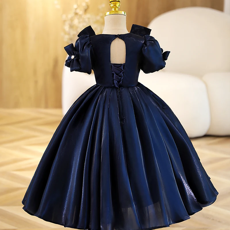 blue dress for baby girl Navy Velvet Ruffle Twirl Dress