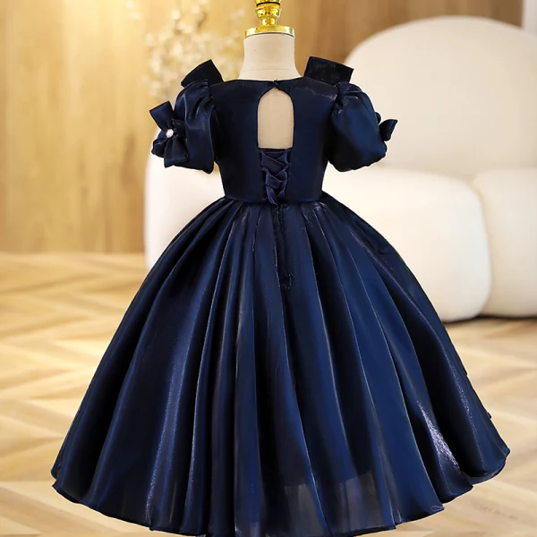 womens blue seersucker dress Strapless Navy Blue Mini Dress with Ruffle – Dressesforparty