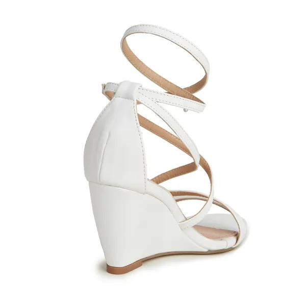 Roman Sexy Beige Evening Party Womens Sandals 2022 7 cm Wedges Ankle Strap Open / Peep Toe Sandals