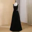 Chic / Beautiful Black Pearl Prom Dresses 2024 A-Line / Princess U-Neck Sleeveless Floor-Length / Long Prom Formal Dresses