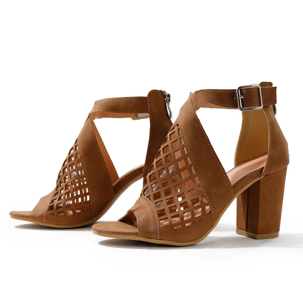 Romain Noire Vêtement de rue Été Percé Sandales Femme 2023 8 cm Talons Épais Peep Toes / Bout Ouvert Sandales Talons Hauts