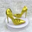 Chic / Beautiful Gold Cocktail Party Patent Leather Pumps 2023 12 cm Stiletto Heels Pointed Toe Pumps High Heels