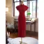 Chinese style Vintage / Retro Dark Green Prom Cheongsam 2024 Trumpet / Mermaid High Neck Short Sleeve Floor-Length / Long