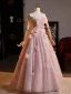 Luxury / Gorgeous Blushing Pink Sequins Appliques Prom Dresses 2025 Ball Gown Strapless Sleeveless Backless Floor-Length / Long Prom Formal Dresses