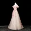 Scintillantes Charmant Blanche Perlage Appliques Paillettes Robe De Bal 2025 Princesse De l'épaule Manches Courtes Dos Nu Longue Robe De Ceremonie