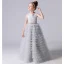 Chic / Beautiful Grey Cascading Ruffles Birthday Flower Girl Dresses 2022 A-Line / Princess Scoop Neck Sleeveless Bow Sash Floor-Length / Long Flower Girl Dresses