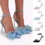 Sexy Rosa Abend Strass Schleife Sandalen Damen 2022 Knöchelriemen 11 cm Stilettos Peeptoes Sandaletten Hochhackige