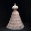 Charming Champagne Beading Sequins Evening Dresses 2022 A-Line / Princess Ruffle Off-The-Shoulder Sleeveless Backless Floor-Length / Long Formal Dresses