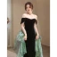 Charming Black Evening Dresses 2023 Trumpet / Mermaid Off-The-Shoulder Sleeveless Backless Floor-Length / Long Evening Party Formal Dresses