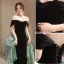 Charming Black Evening Dresses 2023 Trumpet / Mermaid Off-The-Shoulder Sleeveless Backless Floor-Length / Long Evening Party Formal Dresses