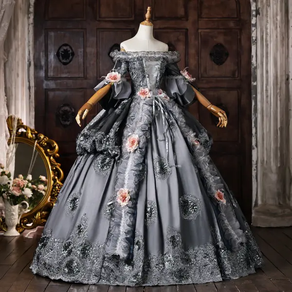 vintage lace formal dresses Emerald Glitter Floral Prom Gown – Unique Vintage main image 0