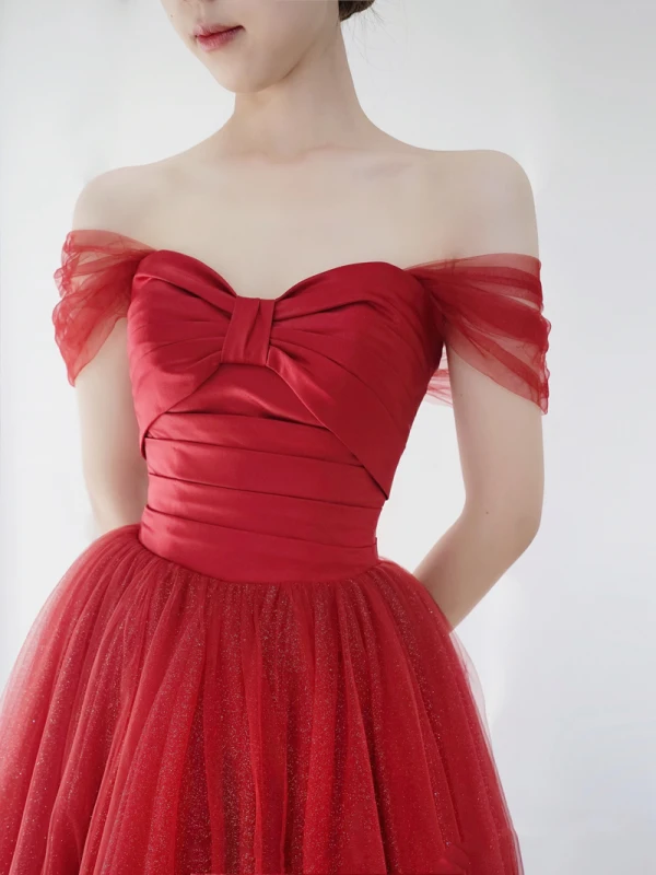 Chic / Belle Rouge Robe De Bal 2024 Princesse De l'épaule Sans Manches Dos Nu Longue Promo Robe De Ceremonie