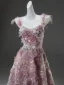 Flower Fairy Luxury / Gorgeous Candy Pink Handmade  Beading Sequins Appliques Prom Dresses 2025 A-Line / Princess Spaghetti Straps Sleeveless Backless Floor-Length / Long Formal Dresses