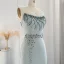 High-end Mint Green Handmade  Beading Rhinestone Prom Dresses 2024 Trumpet / Mermaid Strapless Sleeveless Backless Floor-Length / Long Prom Formal Dresses