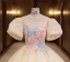 Elegant Champagne Pearl Lace Flower Prom Dresses 2022 Ball Gown Scoop Neck Puffy Short Sleeve Backless Floor-Length / Long Formal Dresses
