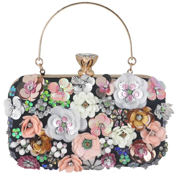 Flower Fairy Ocean Blue Pearl Rhinestone Sequins Prom Clutch Bags 2024