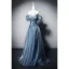 Chic / Beautiful Sky Blue Handmade  Pearl Prom Dresses 2026 A-Line / Princess Off-The-Shoulder Short Sleeve Backless Floor-Length / Long Formal Dresses