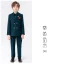 Navy Blue 5-piece Long Sleeve Polyester Boys Wedding Suits 2024 Coat Pants Shirt Tie Vest